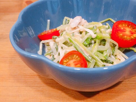 水菜と豆苗のマヨサラダ